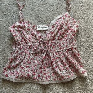Y2K No Boundaries Pink Floral Lace-Trim Cami